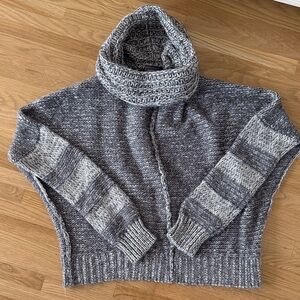 Wooden Ships Charcoal and Light Gray Cowl Neck Sweater